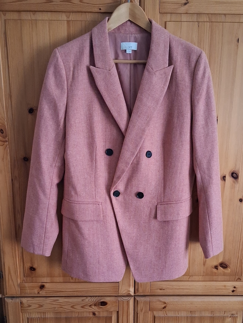 LOFT Pink Double-Breasted Wool Blend Blazer Size 12